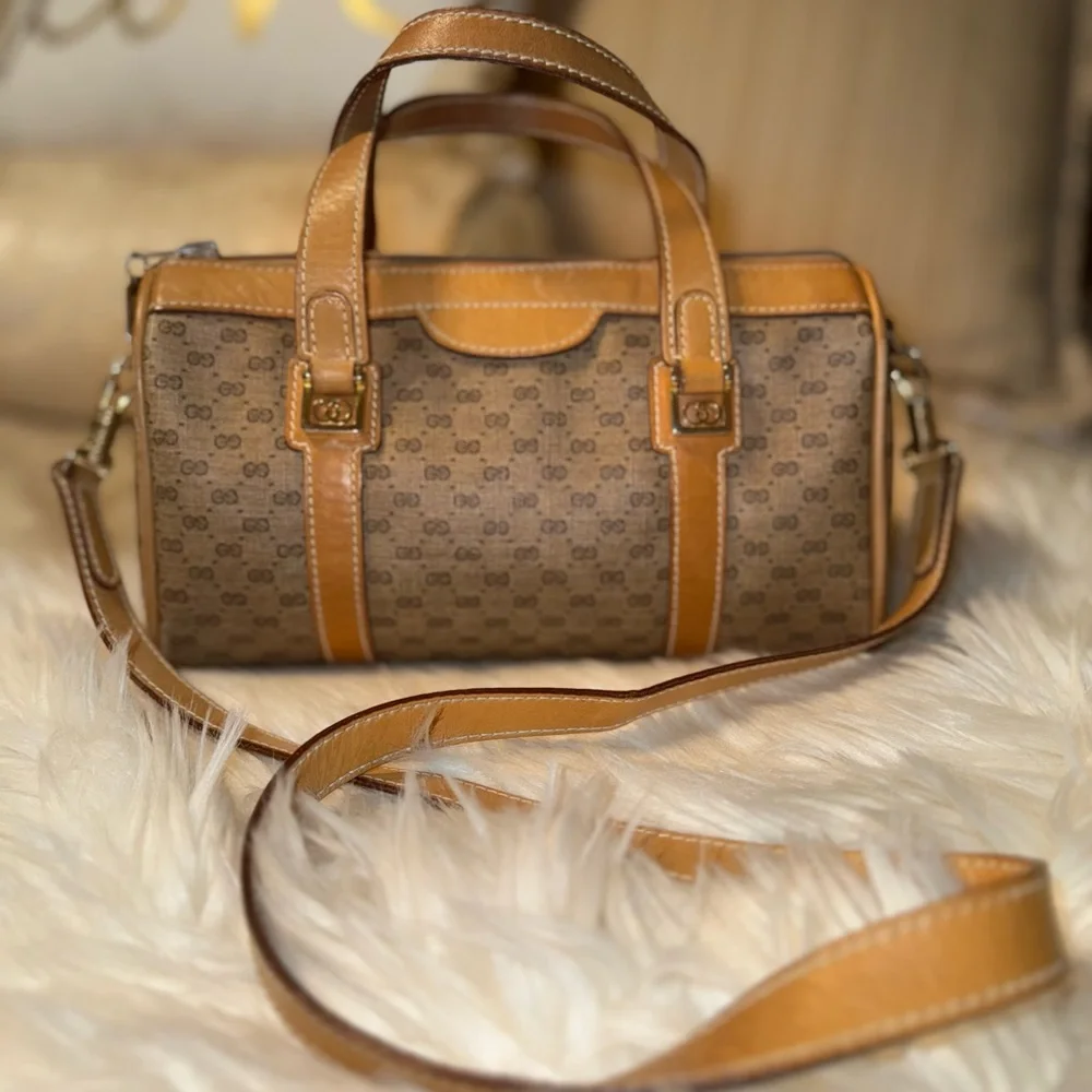 Gucci Micro GG Monogram Vintage Brown Leather Designer Handbag - Picture 1 of 17
